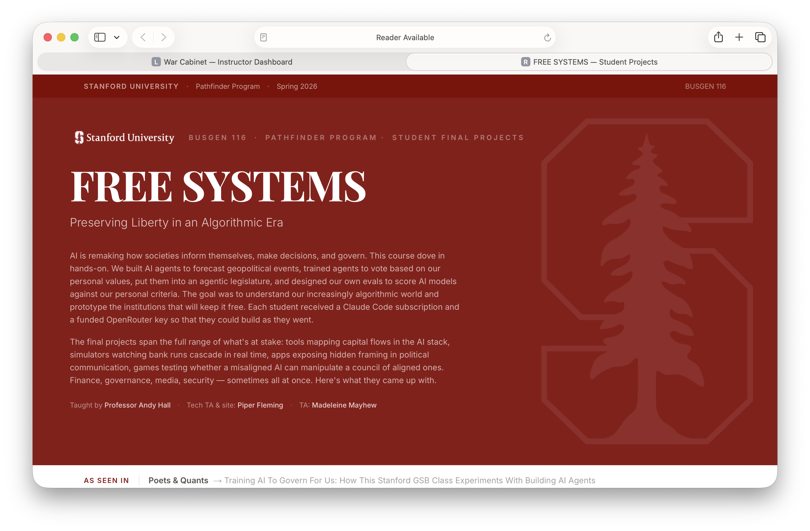 FREE SYSTEMS — Student Project Showcase